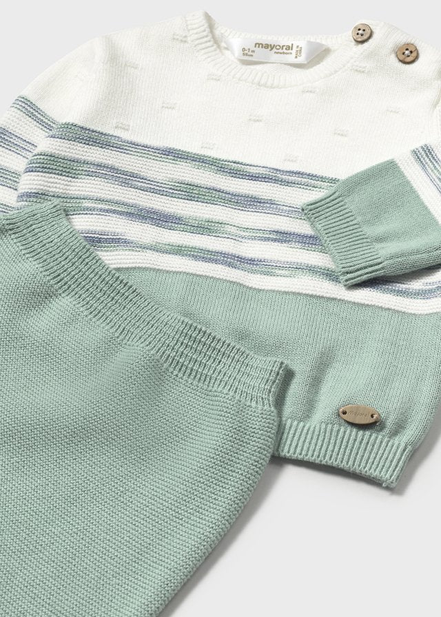Mayoral - Conjunto calças com pés e camisola recém nascido