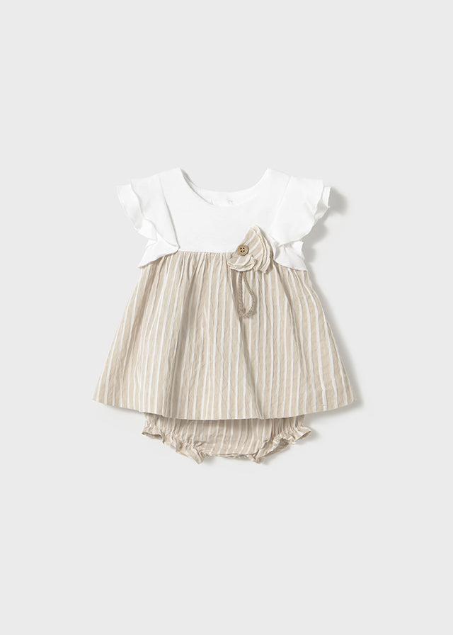 Mayoral - Vestido com tapa fralda combinado recém nascida