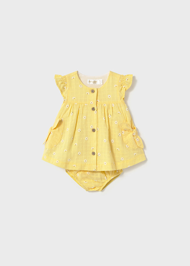 Mayoral - Vestido com tapa fralda botões recém nascida